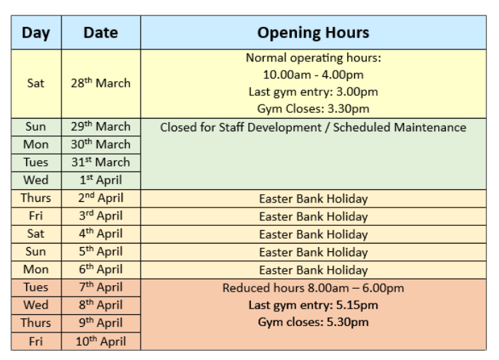 Easter 2026 - HPS Opening Hours